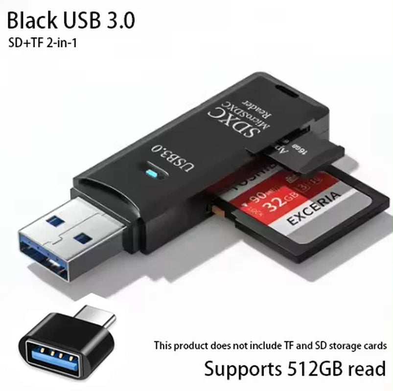 2-in-1 Multi-Functional USB 3.0 TF/SD Memory Card Reader Adapter