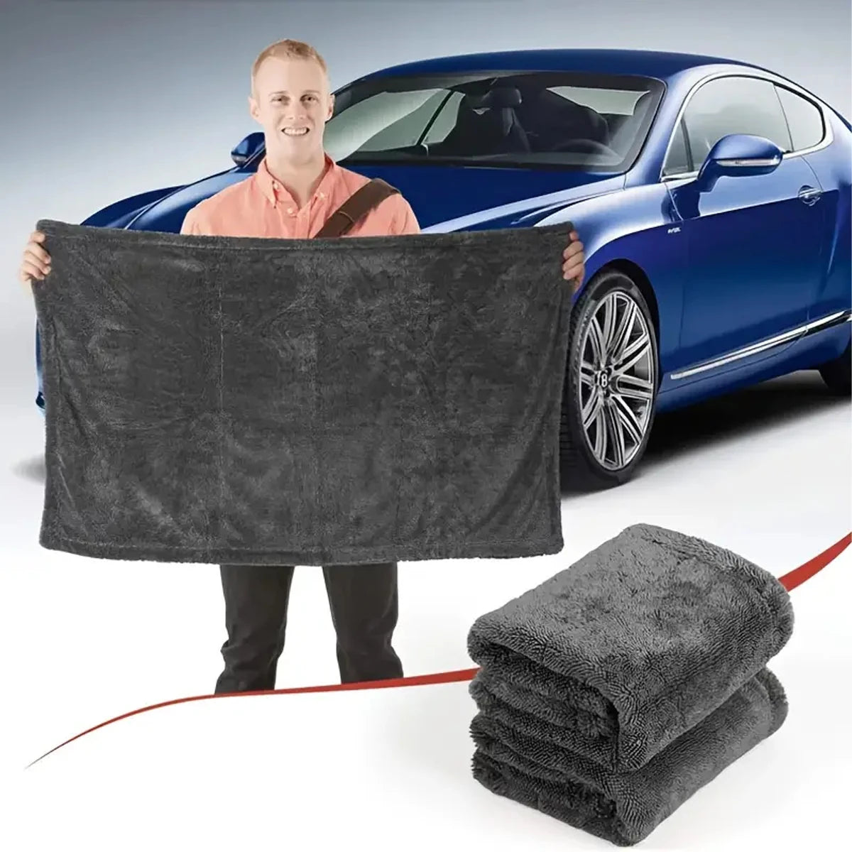 Dark Gray Car Microfiber Towel, Oversized Strong Absorbent Car Wash Cloth, High-Efficiency Cleaning Wipe Cloth