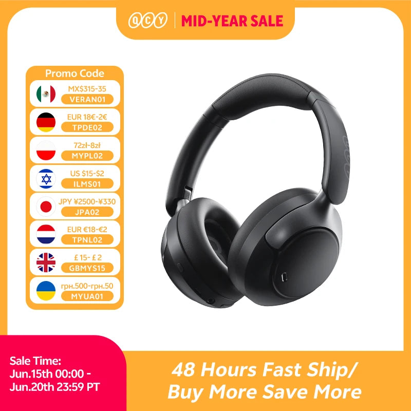 H3 Pro ANC Wireless Headphone 50Db Noise Canceling Hi-Res Spatial Audio Earphone with LDAC Bluetooth 5.4 over Ear Headset