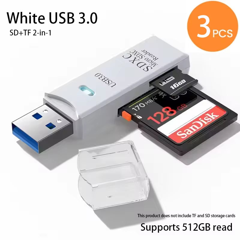2-in-1 Multi-Functional USB 3.0 TF/SD Memory Card Reader Adapter