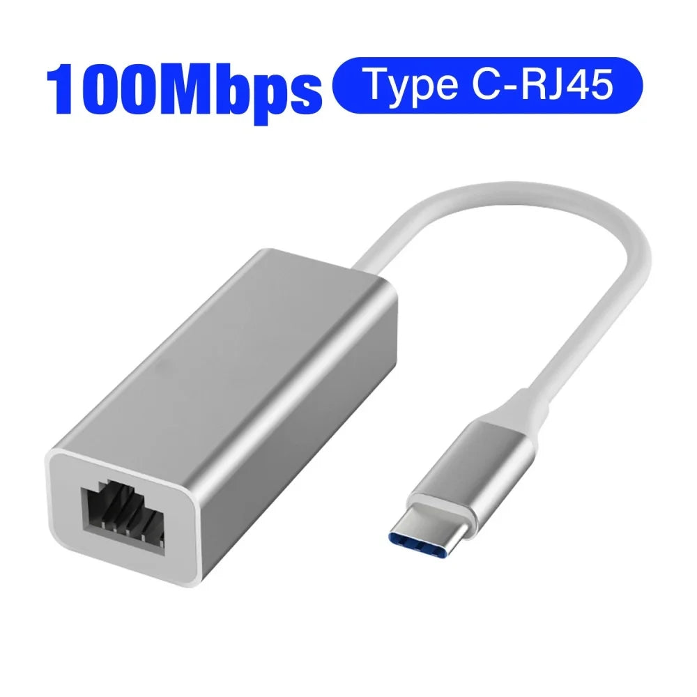 USB Type C to RJ45 Ethernet Adapter Network Card (100/1000Mbps)