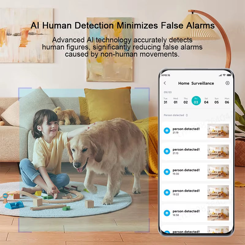 4k Ultra HD Home Security Camera Wifi paired Night Vision, Two‑Way Audio & AI Human Face Detection