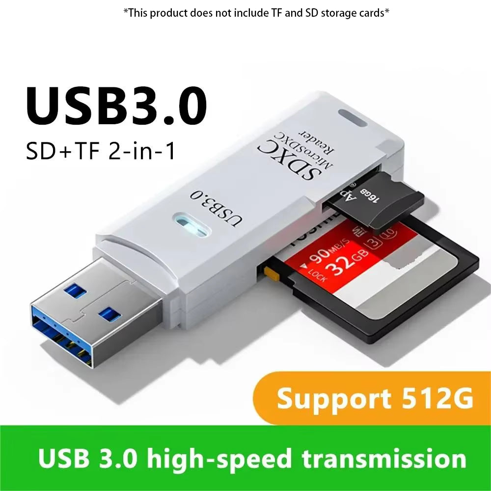 2-in-1 Multi-Functional USB 3.0 TF/SD Memory Card Reader Adapter