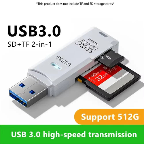 2-in-1 Multi-Functional USB 3.0 TF/SD Memory Card Reader Adapter