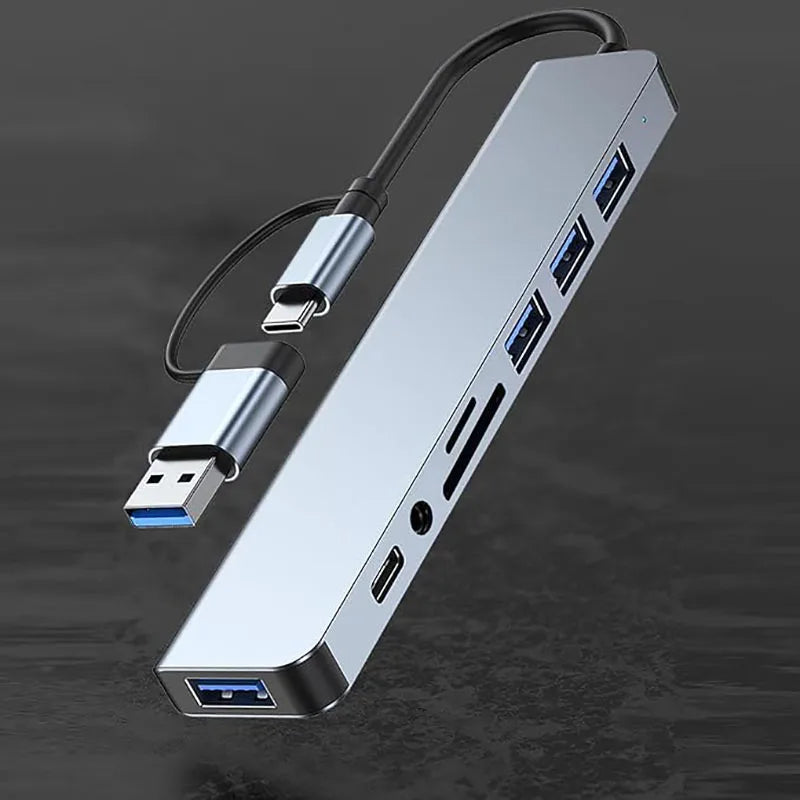 8-in-1 USB-C Hub Adapter with Multi-Port Expansion