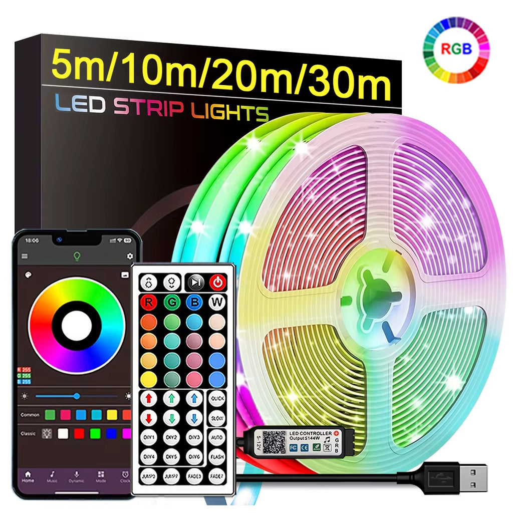 Smart RGB App-Controlled LED Strip Lights (5M / 10M / 20M / 30M)