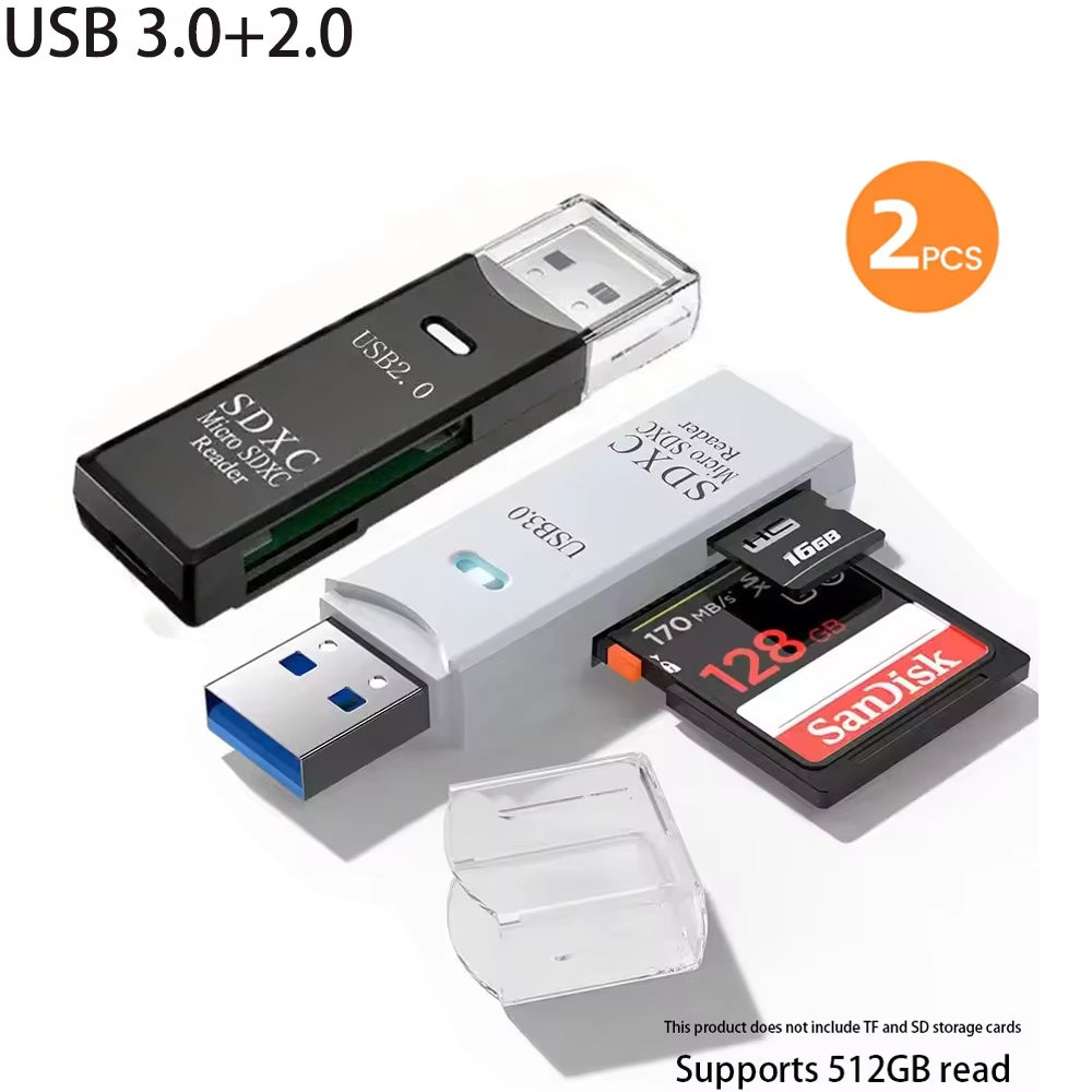 2-in-1 Multi-Functional USB 3.0 TF/SD Memory Card Reader Adapter