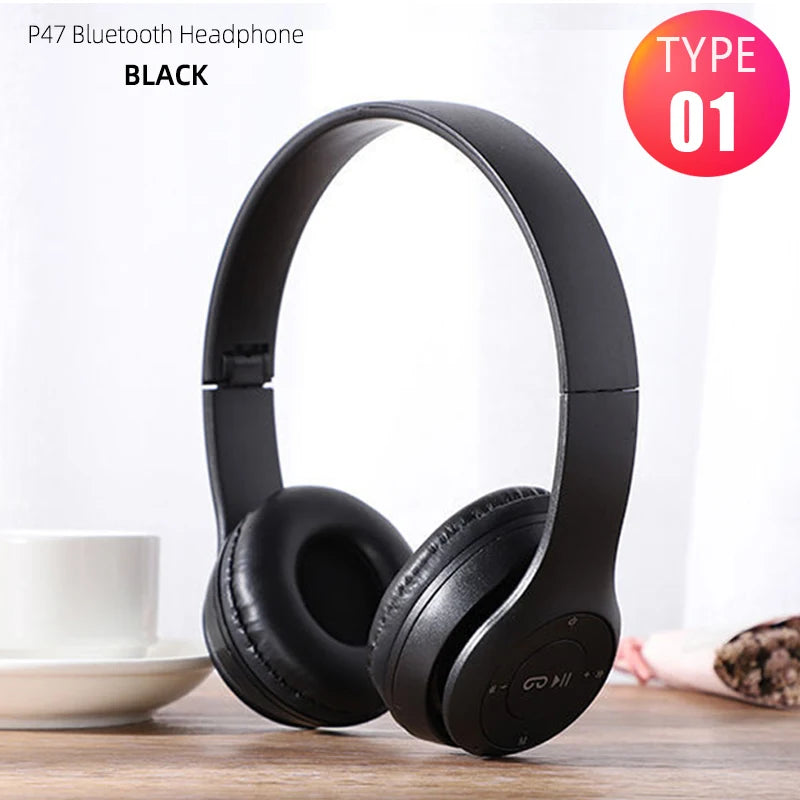 P47 Foldable Wireless Over-Ear & Mini-Invisible Bluetooth 5.0 Headphones