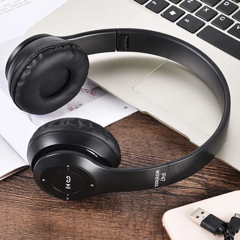 P47 Foldable Wireless Over-Ear & Mini-Invisible Bluetooth 5.0 Headphones