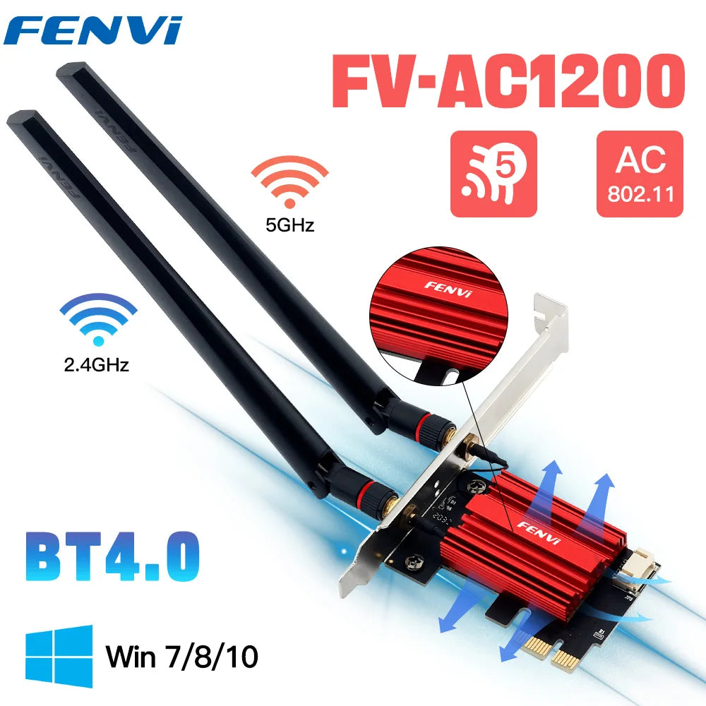 AC1200 WiFi 5 PCIe Wireless Adapter with Bluetooth 4.0