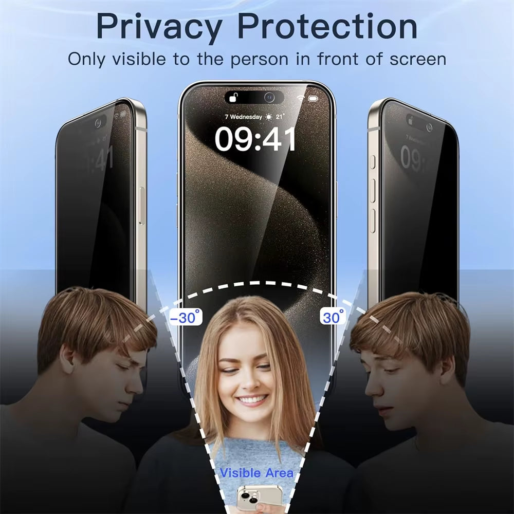 Anti-Spy Privacy Tempered Glass Screen Protectors for iPhone (11 Pro Max to 17 Pro Max)