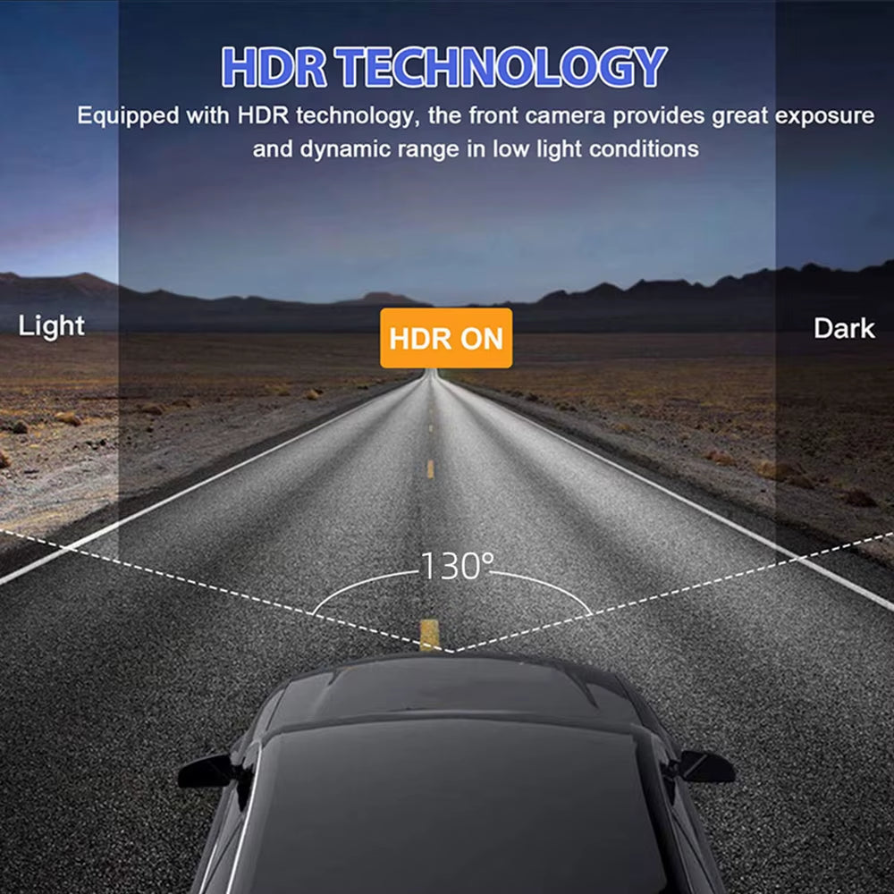 1080P 3-Camera Dash Cam with IR Night Vision & 2" IPS Screen