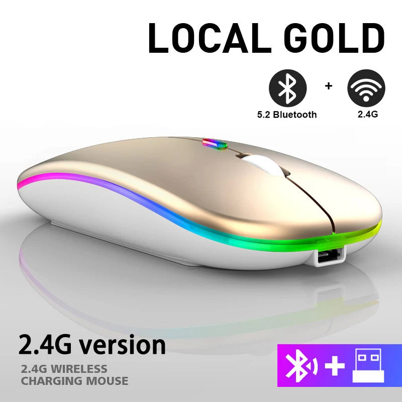 Dual-Mode Rechargeable Wireless RGB Mouse (Bluetooth + 2.4GHz)