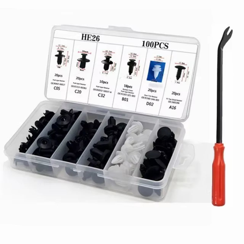 800Pcs-100Pcs Car Fastener Clip Kit Fender Rivet Plastic Clips Auto Body Push Retainer Pin Rivet Bumper Door Trim Panel Repair