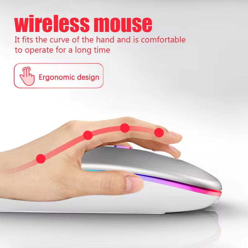 Dual-Mode Rechargeable Wireless RGB Mouse (Bluetooth + 2.4GHz)