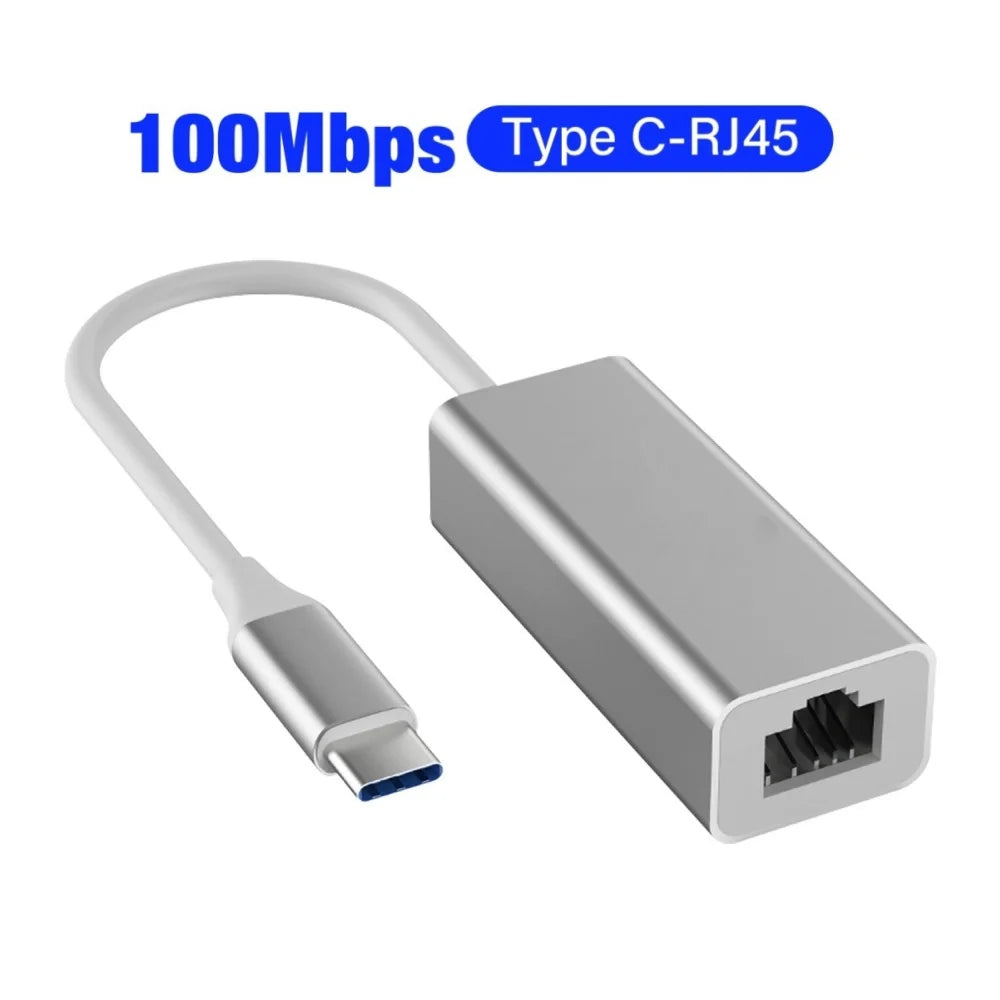 USB Type C to RJ45 Ethernet Adapter Network Card (100/1000Mbps)