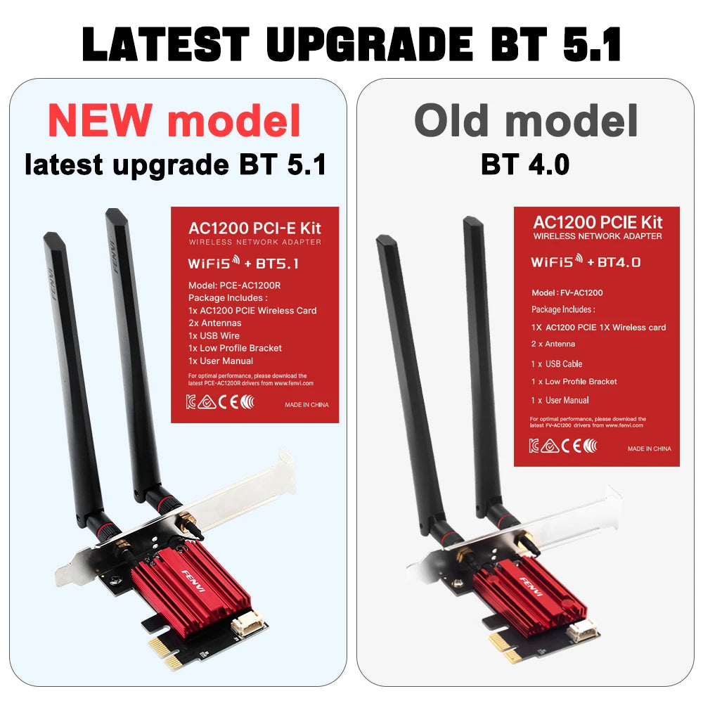 AC1200 WiFi 5 PCIe Wireless Adapter with Bluetooth 4.0