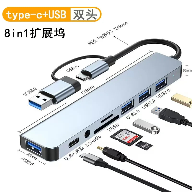 8-in-1 USB-C Hub Adapter with Multi-Port Expansion