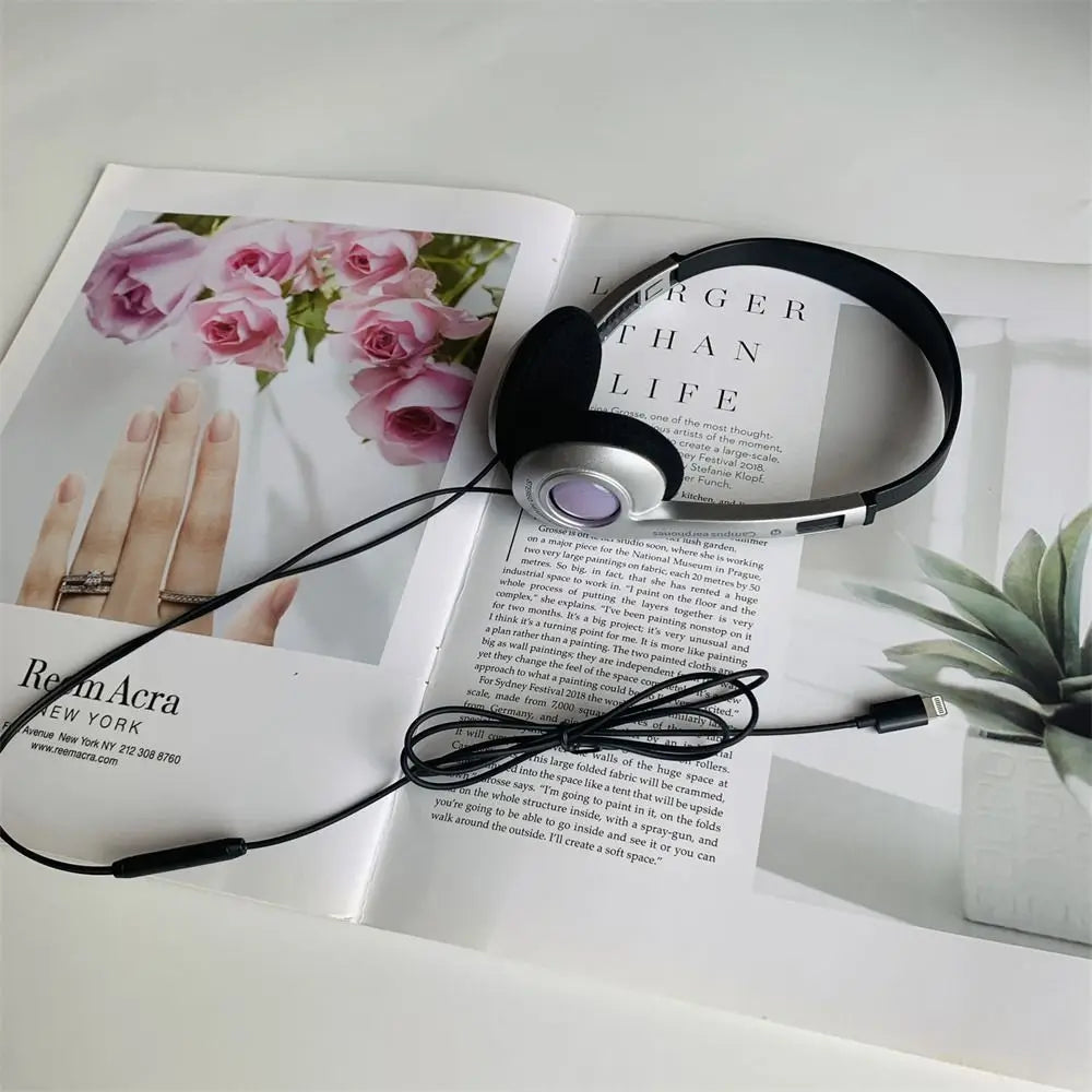 CD Fashion Retro Classic Headset Classic Y2K Wired Headphone over Ear Earbud 3.5Mm Type C Millennium Wind Vintage