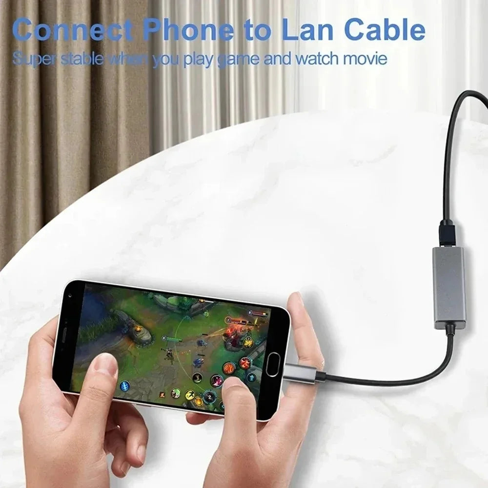 USB Type C to RJ45 Ethernet Adapter Network Card (100/1000Mbps)