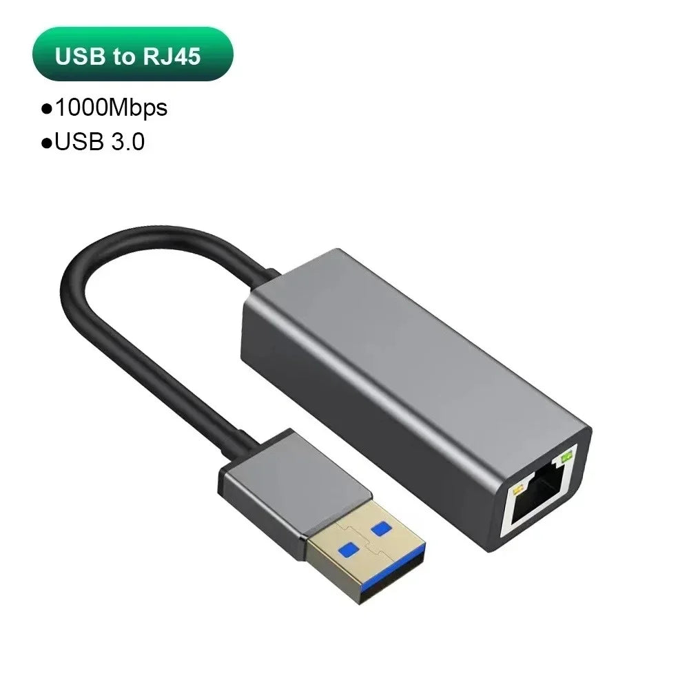 USB Type C to RJ45 Ethernet Adapter Network Card (100/1000Mbps)