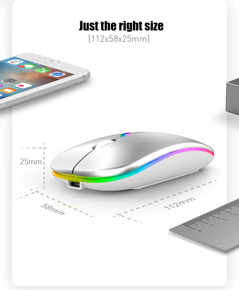 Roll Block | Slim LED Wireless Dual-Mode Mouse - Silent RGB Rechargeable Peripherals