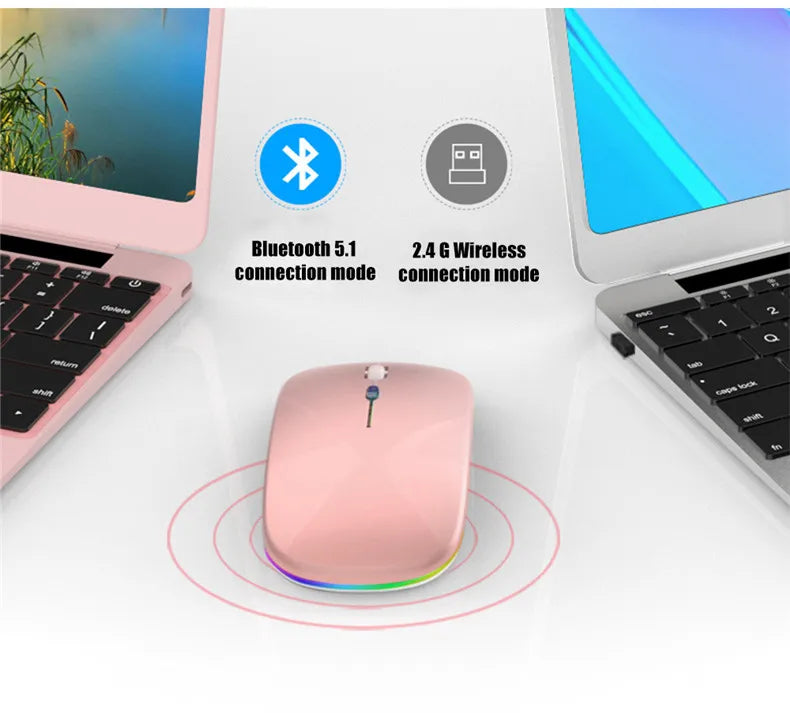 Roll Block | Slim LED Wireless Dual-Mode Mouse - Silent RGB Rechargeable Peripherals