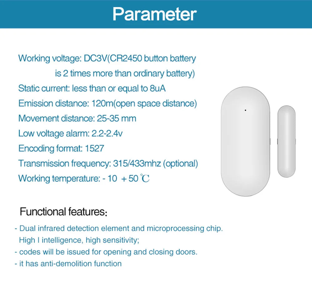 Roll Block | PGST 433MHz Wireless Window & Door Sensor - Smart Security Magnetic Gap Detector
