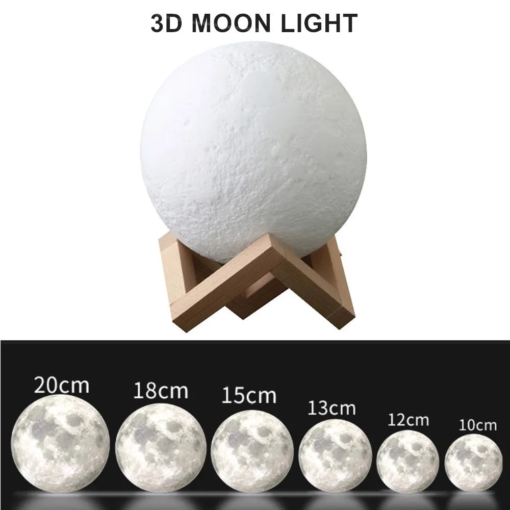 Roll Block | 3D Moon Lamp - Colorful Touch LED Rechargeable Night Light