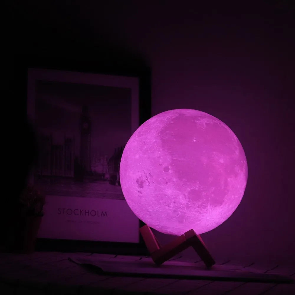 Roll Block | 3D Moon Lamp - Colorful Touch LED Rechargeable Night Light