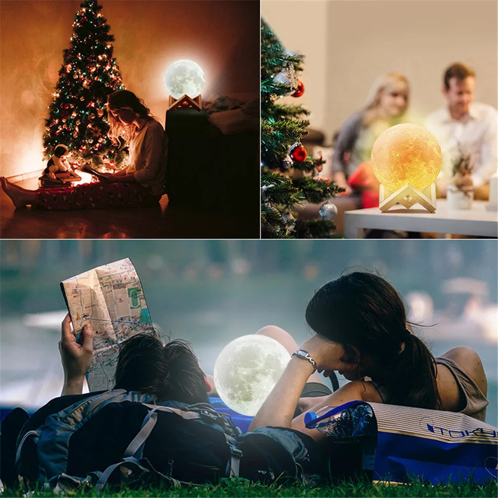 Roll Block | 3D Moon Lamp - Colorful Touch LED Rechargeable Night Light