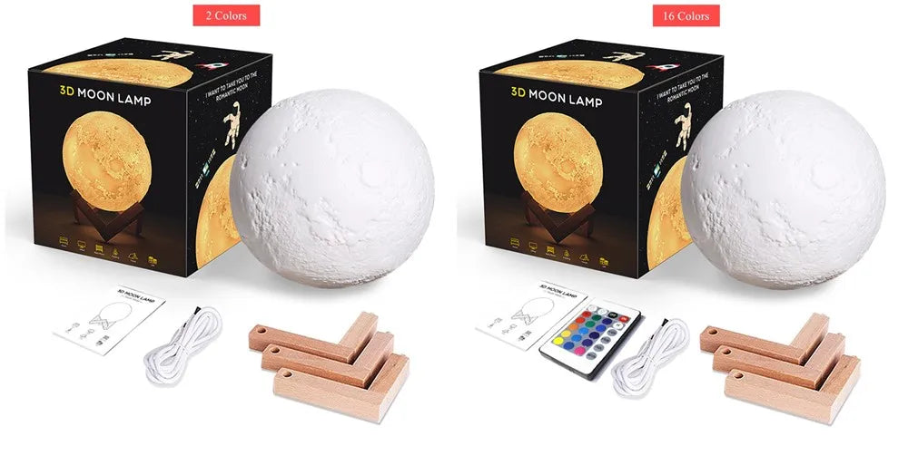 Roll Block | 3D Moon Lamp - Colorful Touch LED Rechargeable Night Light