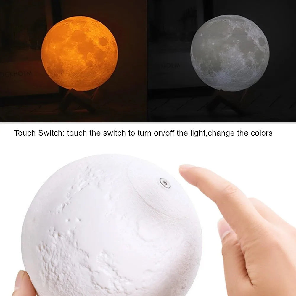 Roll Block | 3D Moon Lamp - Colorful Touch LED Rechargeable Night Light