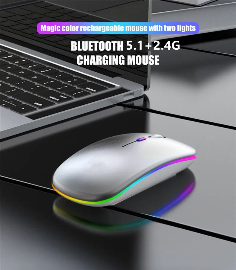 Roll Block | Slim LED Wireless Dual-Mode Mouse - Silent RGB Rechargeable Peripherals
