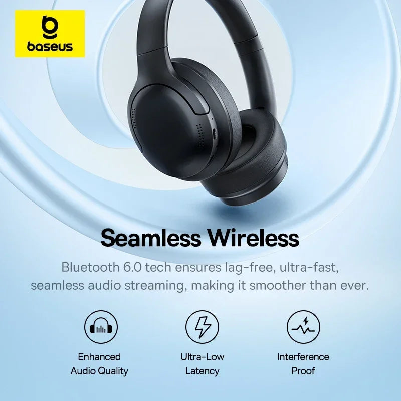 Roll Block | Baseus BH1 Wireless Headphones - 80H Playtime Super Bass Over-Ear Headset