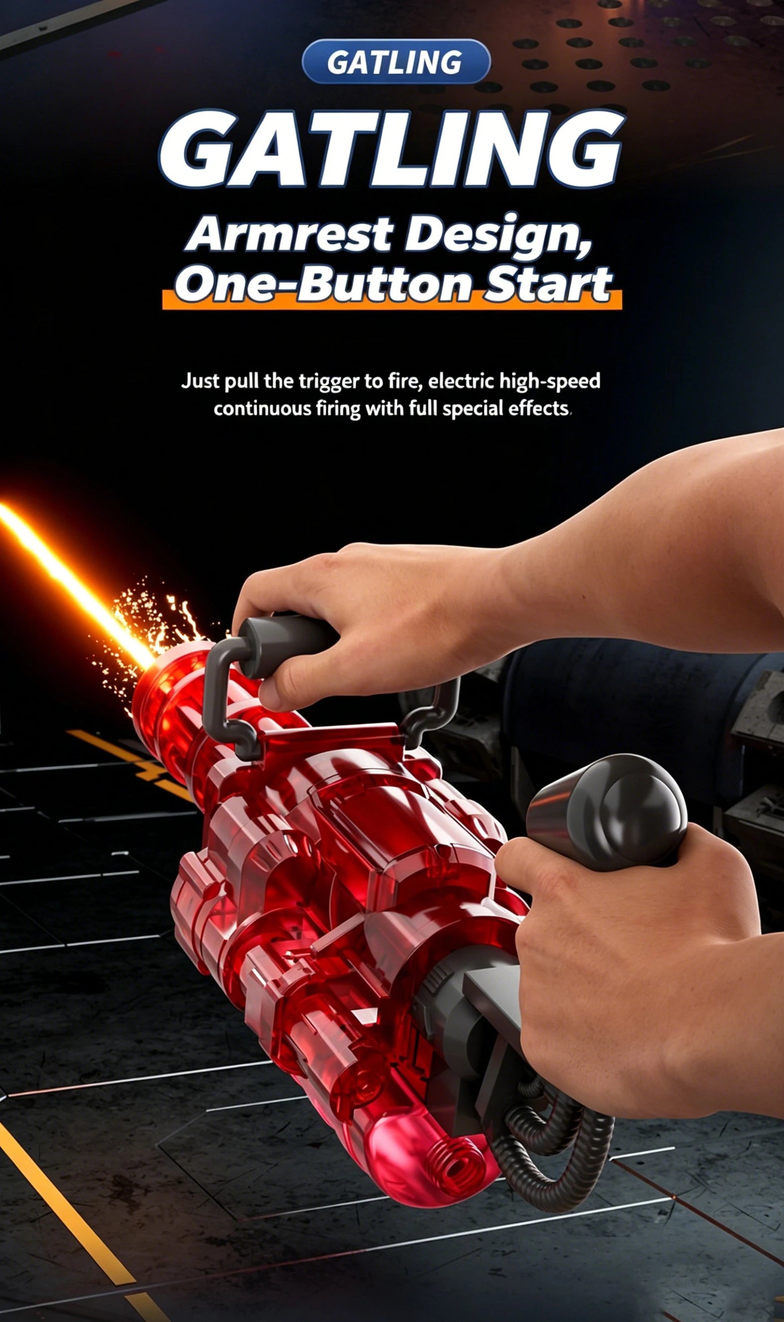 Roll Block | Motorized Automatic Firing Electric Gatling Water Gun - Heavy-Duty Hydro Blaster