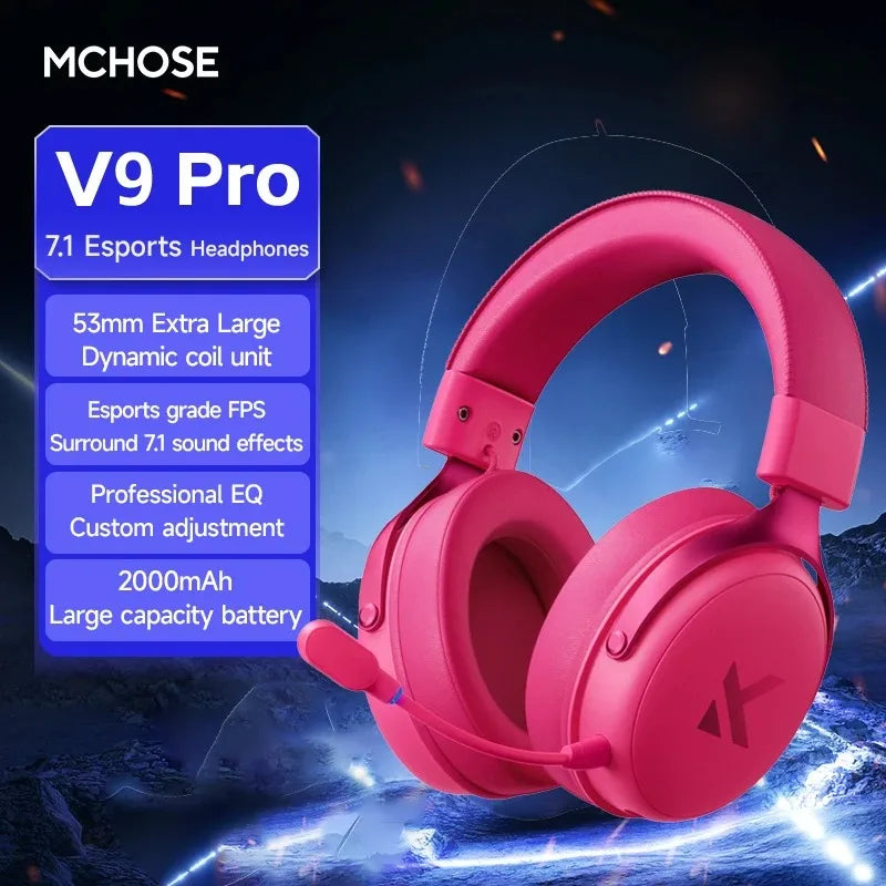 Roll Block | MCHOSE V9 Pro Gaming Wireless Headset - AI Noise Canceling Tech & Surround Sound 7.1 Low-Latency Headphones