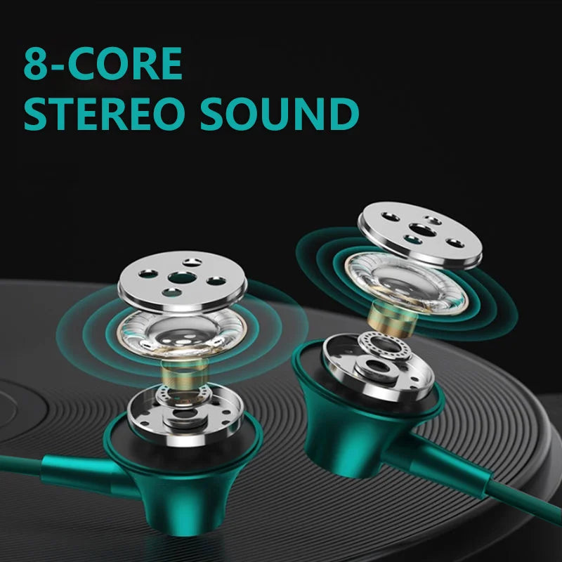 Roll Block | In-Ear Wired Headphones - 9D Double Bass Stereo Earbuds with HD Mic