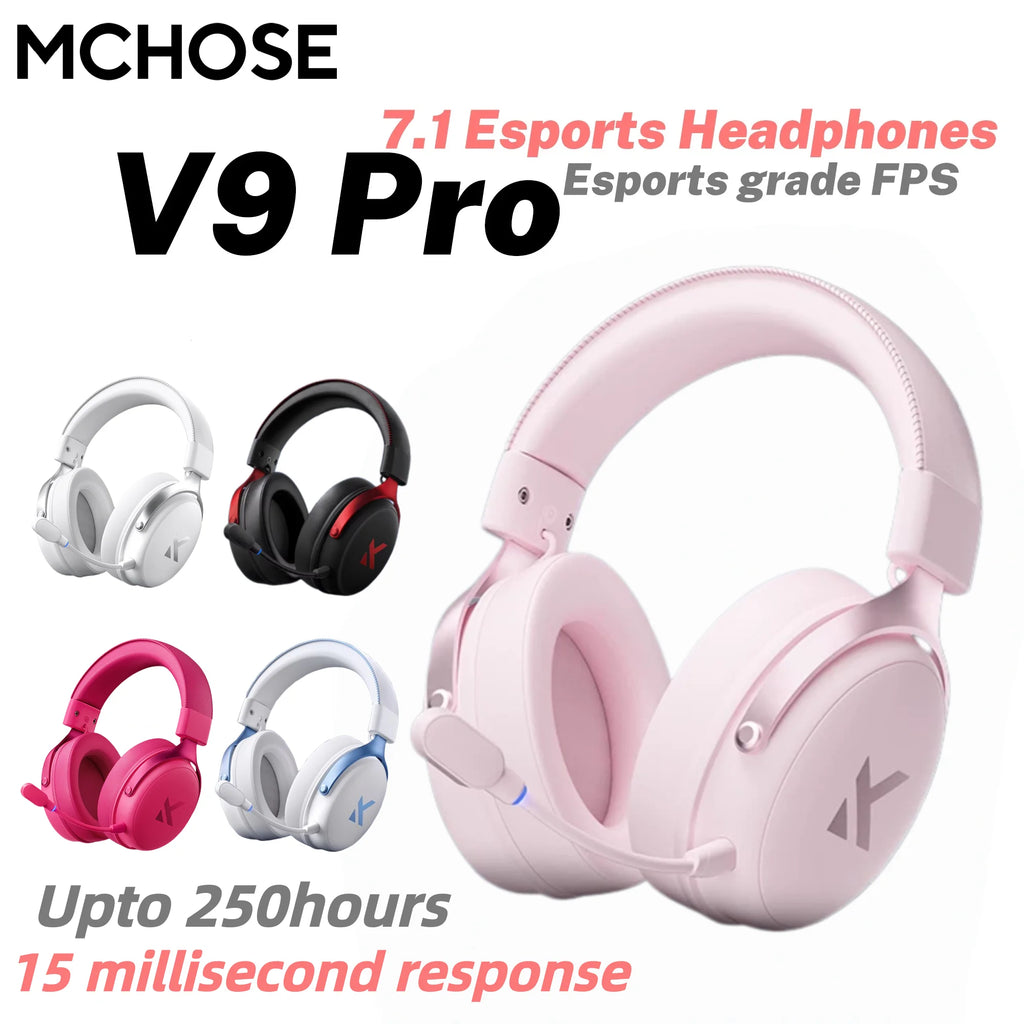 Roll Block | MCHOSE V9 Pro Gaming Wireless Headset - AI Noise Canceling Tech & Surround Sound 7.1 Low-Latency Headphones