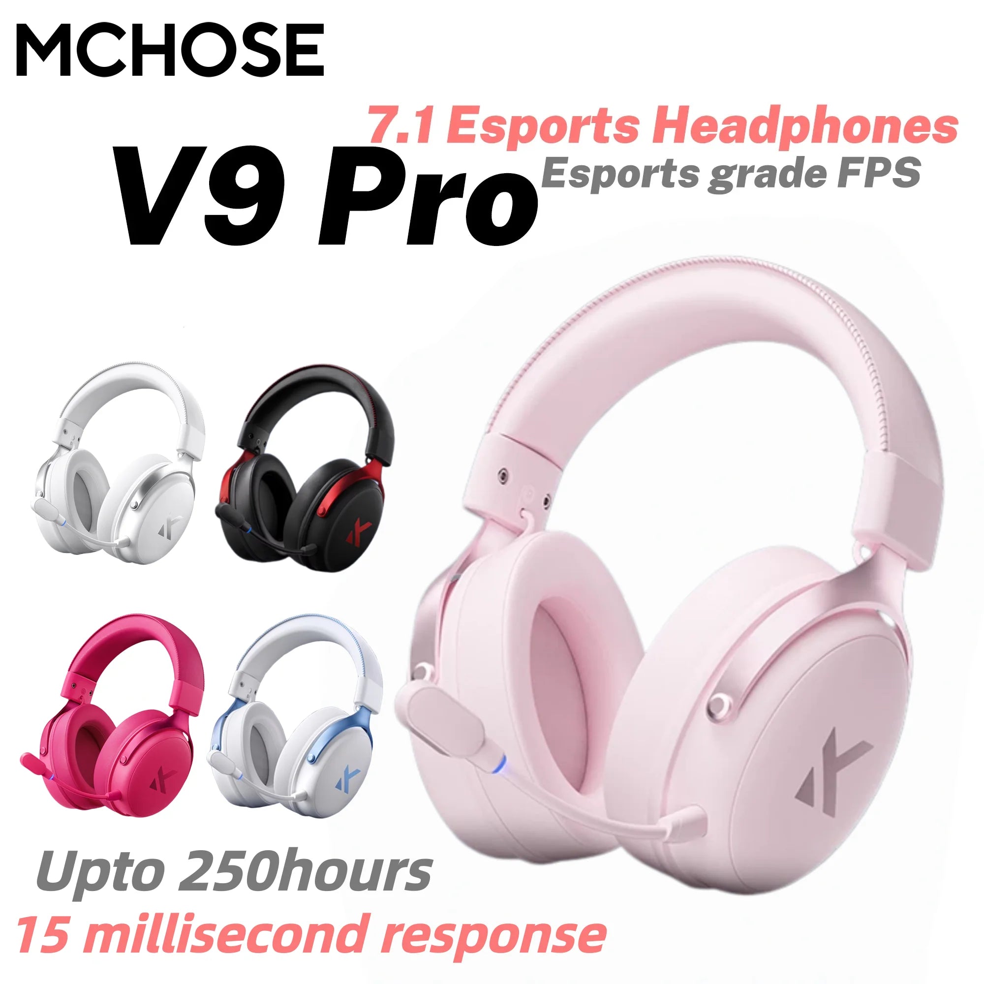 Roll Block | MCHOSE V9 Pro Gaming Wireless Headset - AI Noise Canceling Tech & Surround Sound 7.1 Low-Latency Headphones