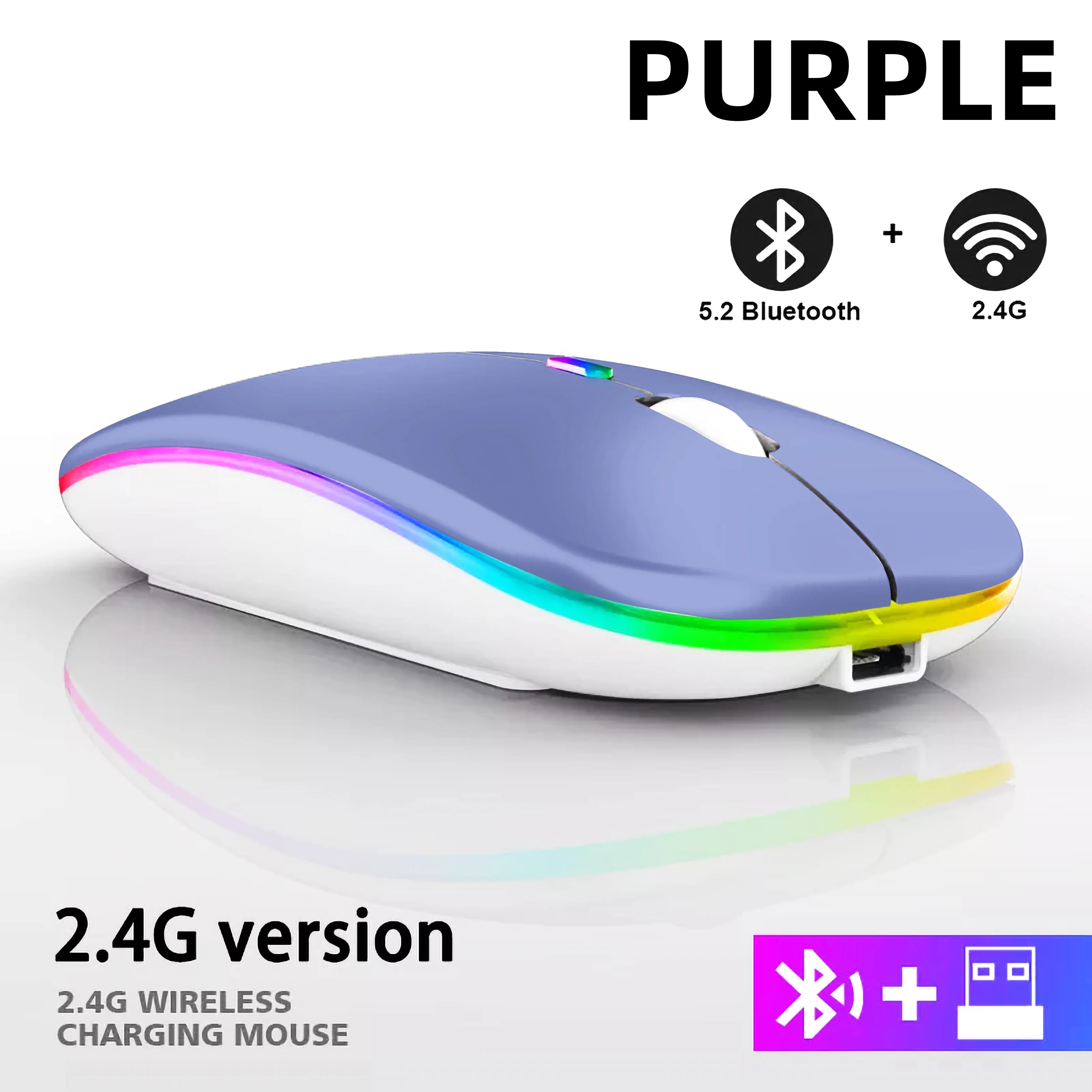 Dual-Mode Rechargeable Wireless RGB Mouse (Bluetooth + 2.4GHz)