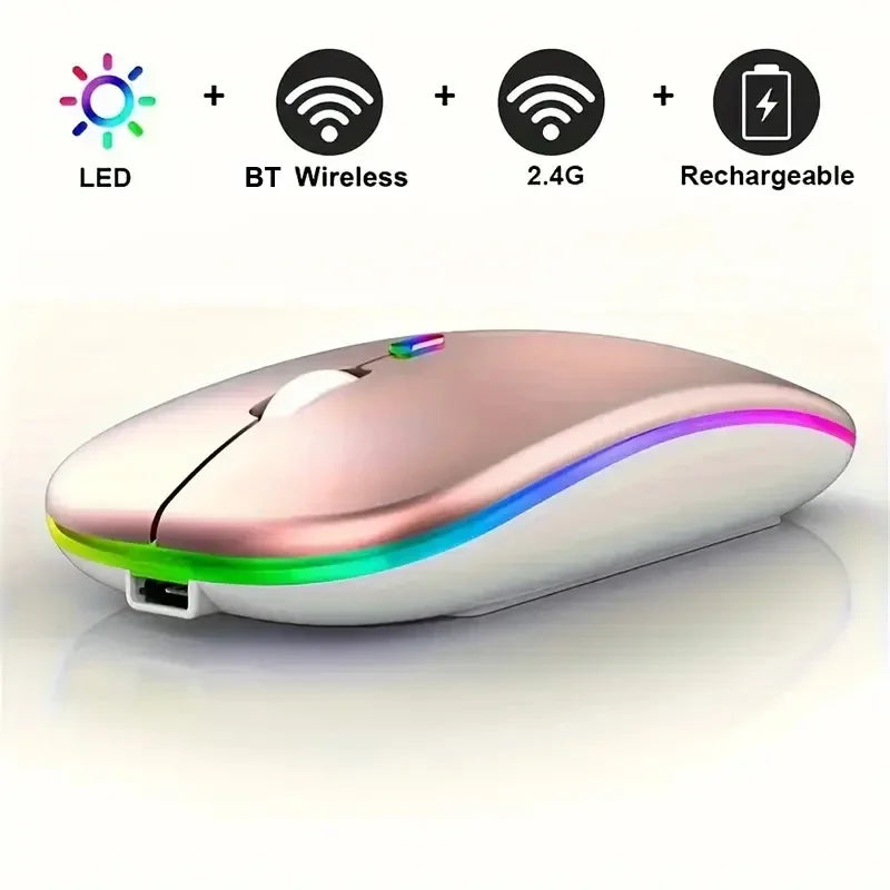 Roll Block | Slim LED Wireless Dual-Mode Mouse - Silent RGB Rechargeable Peripherals