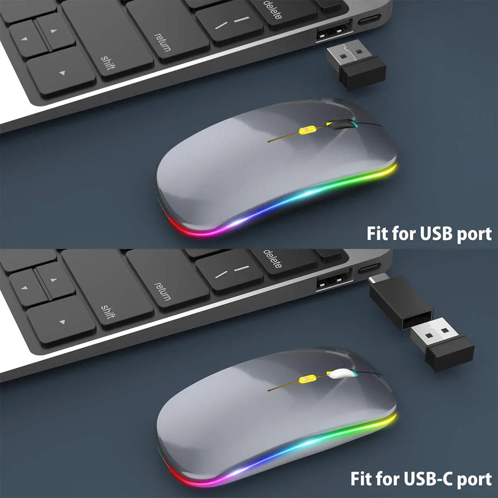 Roll Block | Slim LED Wireless Dual-Mode Mouse - Silent RGB Rechargeable Peripherals