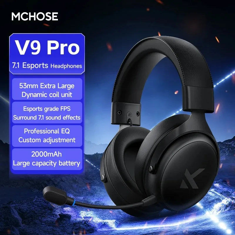 Roll Block | MCHOSE V9 Pro Gaming Wireless Headset - AI Noise Canceling Tech & Surround Sound 7.1 Low-Latency Headphones