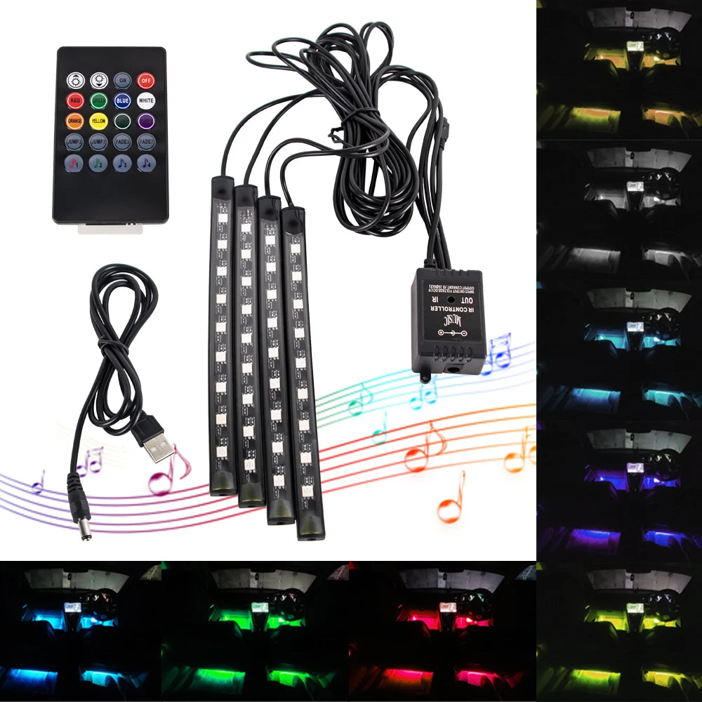Roll Block | AuraGlow RGB LED Car Interior Atmosphere Kit - Wireless App & Sound-Activated Ambient Lighting