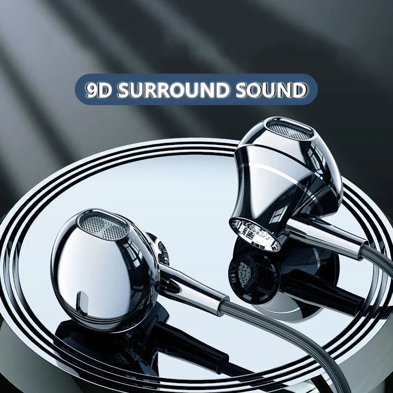 Roll Block | In-Ear Wired Headphones - 9D Double Bass Stereo Earbuds with HD Mic