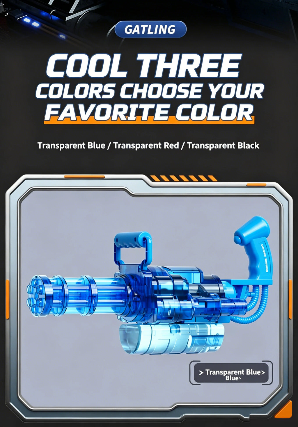 Roll Block | Motorized Automatic Firing Electric Gatling Water Gun - Heavy-Duty Hydro Blaster