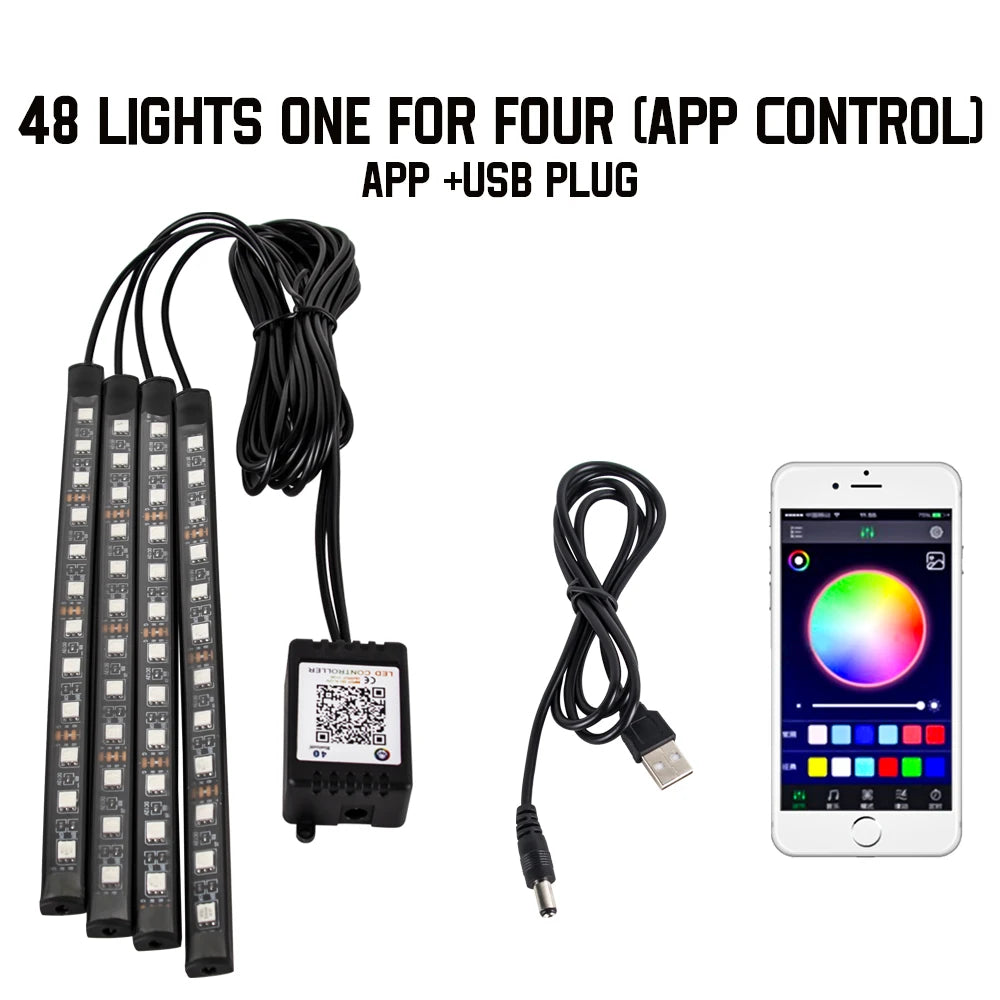 Roll Block | AuraGlow RGB LED Car Interior Atmosphere Kit - Wireless App & Sound-Activated Ambient Lighting
