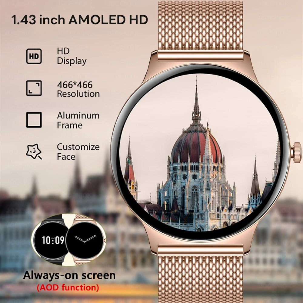 Roll Block | Ultra-Thin Fashion AMOLED Smart Watch - Always-On HD Display & Bluetooth Call Fitness Bracelet