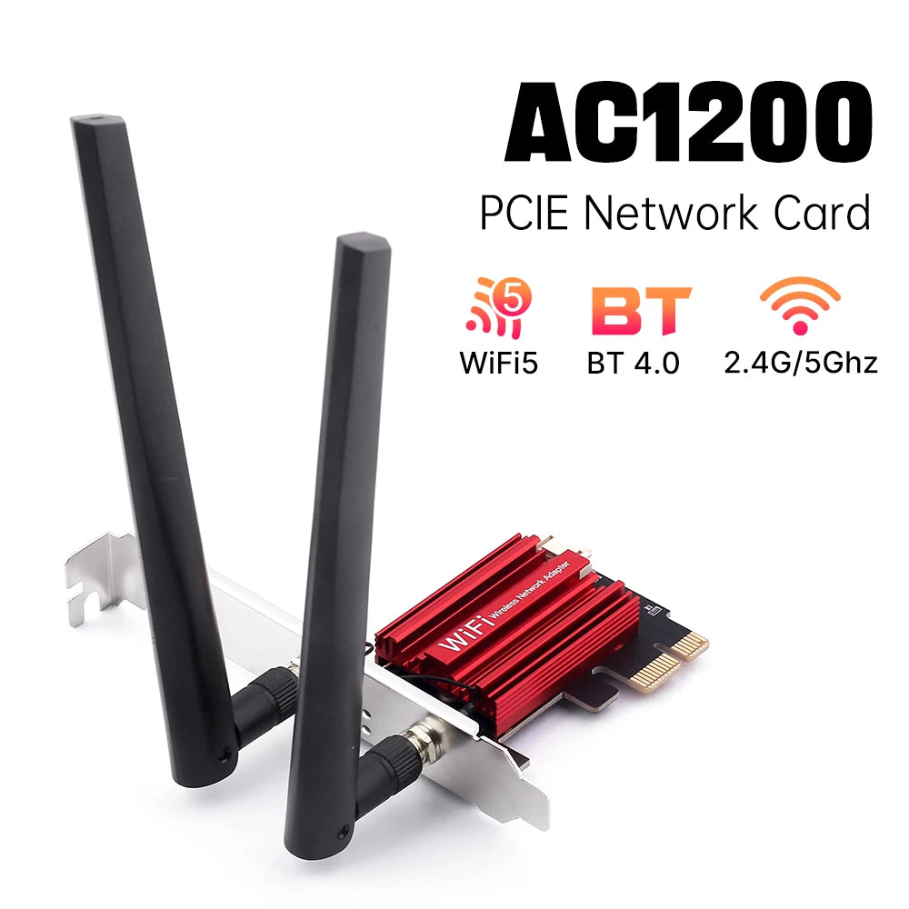 Roll Block | AC1200 PCIE WiFi Adapter - Desktop Wireless Network Card & BT4.0 Hub